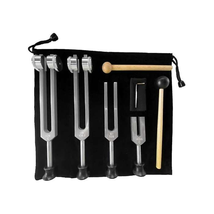 4pcs Tuning Fork Set (4096c, Mi528, 128c, Om136.1) for Solfeggio,for Chakra,sound Therapy,reliever