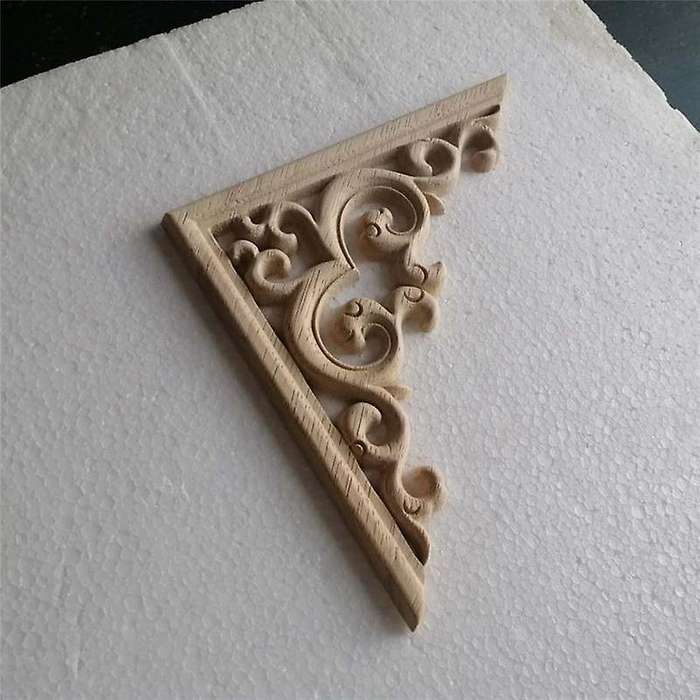 4PCS Unpainted Wooden Mouldings Decal European Wood Appliques for Furniture Cabinet Flower Wood Car