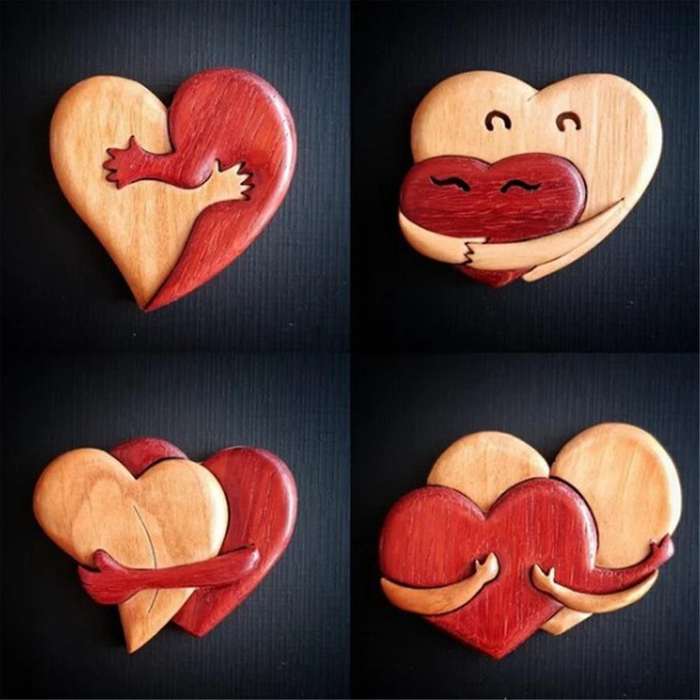 4Pcs Valentine's Day Heart Table Decor Tiered Tray Sign, Valentine's Day Sweet Heart Tabletop Wooden