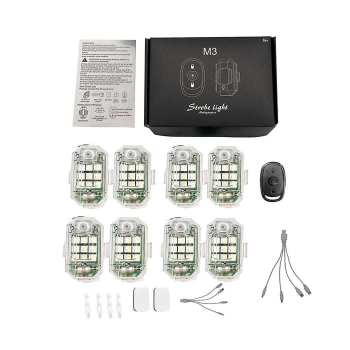 4pcs Wireless Remote Control Led Strobe Light for Car Motorcycle Bike 7 Colors Anti-collision Flash