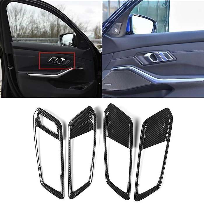 4Pcs/Set Carbon Fiber Color ABS Car Interior Door Handle Frame Trim Cover Fit for  3 Series G20 2020