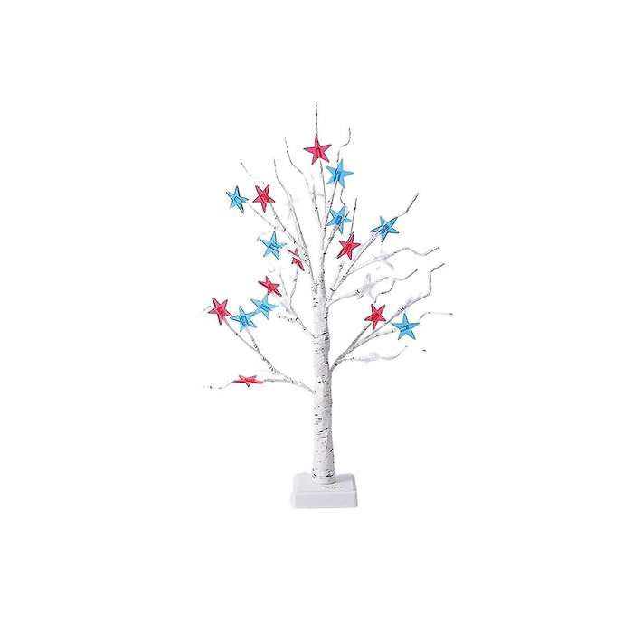 4th Of July Decorations Patriotic Decor Tree with 24 Red White Blue Led Star Lights, Usb/battery Op