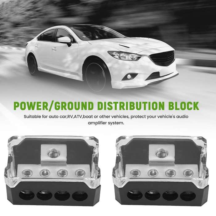 4way Power Distribution Block 0/2/4 Awg Gauge In 4/8/10 Gauge Out Car Audio Connecting for Audio Sp
