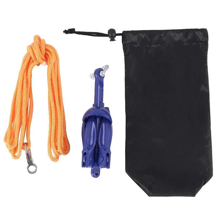 4-tine Rowing Boats Folding Anchor Small Boat Anchor Marine Rope Kit for Canoe Boat Marine Sailboat
