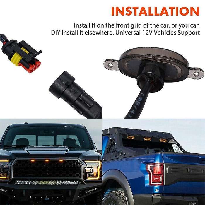 4X Raptor Style Smoked Lens Amber LED Front Grille Running Lights