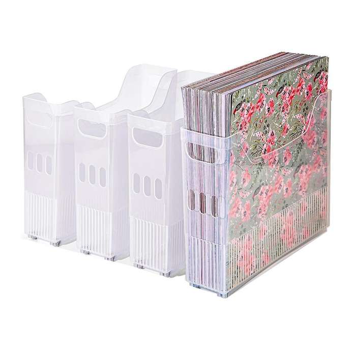 4x Scrapbook Paper Storage with Wheels,plastic Scrapbook Storage Bin for Holding 12 Inch X 12 Inch P