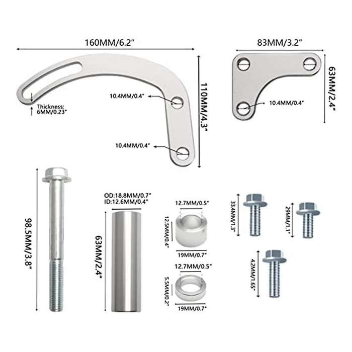 for Power Steering Pump Bracket Compatible for 350 Small Block Lwp Long Water Pump 551522 Adjustabl