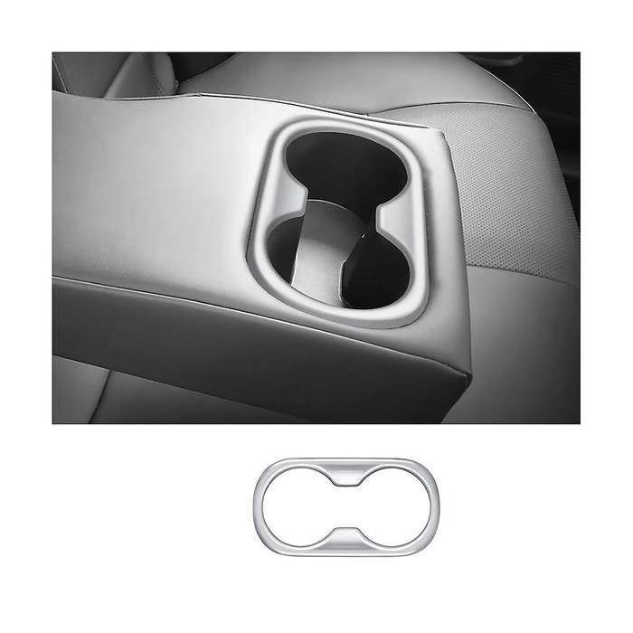 for Prius 60 Series 2020-2023 Silver Car Rear Armrest Water Cup Holder Decoration Frame Cover Trim