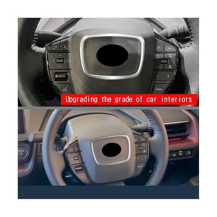 for Prius 60 Series 2020-2023 Silver Car Steering Wheel Ring Trim Interior Frame Cover Trim