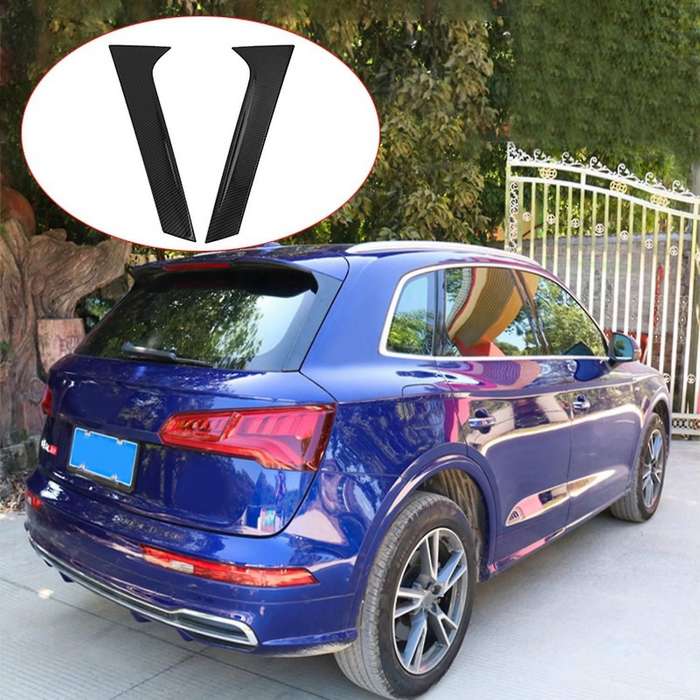 for  Q5 L Q5L 2018-2020 ABS Carbon Fiber Rear Window Spoiler Cover Trim Pillar Posts Molding Decorat