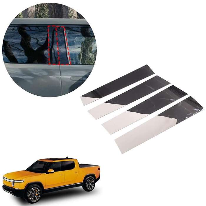 for R1t 2022 2023 Car Door B Pillar Trim Molding Window Cover Trim Stickers Accessories Stainless St