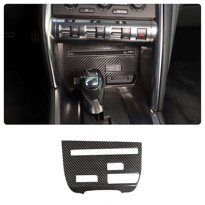 for R35 2008-2016 Dry Carbon Fiber Car Center Console CD Panel Frame Cover Trim Interior Accessories