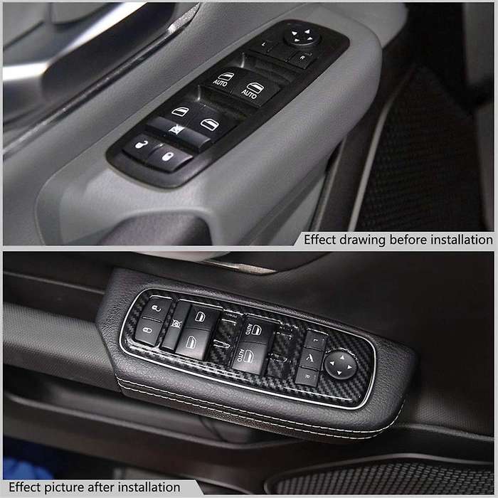 for Ram 1500 2019-2023 Lhd Car Window Lift Trim Switch Panel Cover Trim Accessories,abs Carbon Fibe