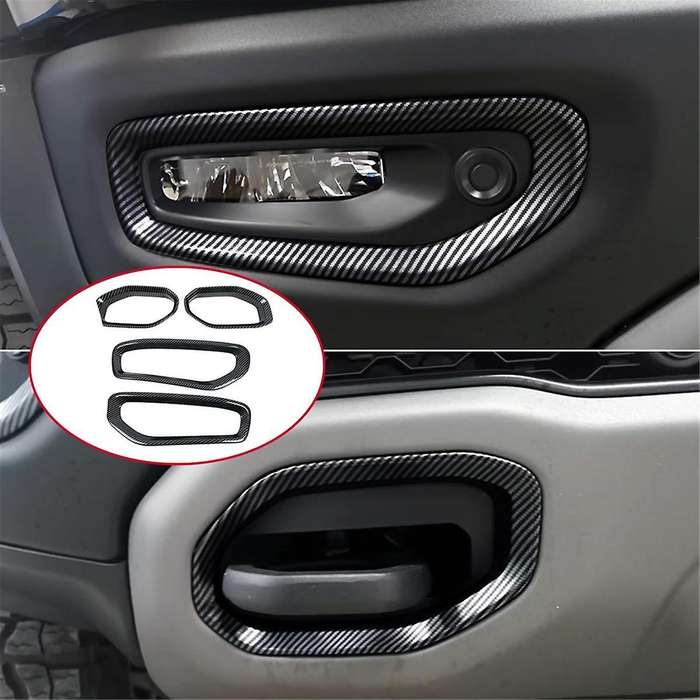 for Ram 1500 2021-2023 Car Front Fog Lamp Light Cover Trim Accessories Abs Carbon Fiber 4pcs