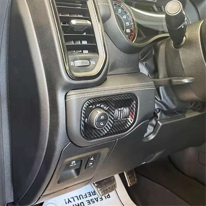 for Ram 1500 2023 2024 Car Headlight Switch Button Cover Trim Interior Accessories - Abs Carbon Fib