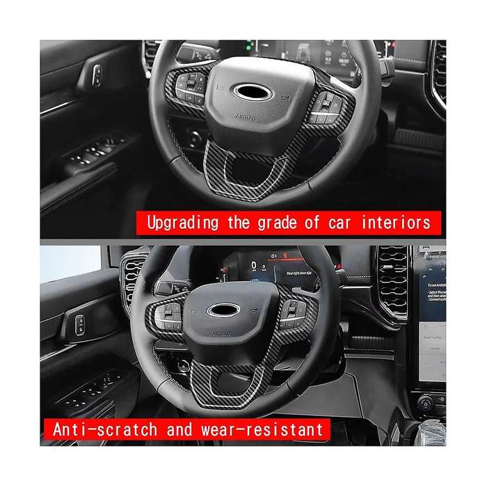 for Ranger 2023 Car Steering Wheel Decorative Cover Trim Interior Accesorios - Abs Carbon Fiber