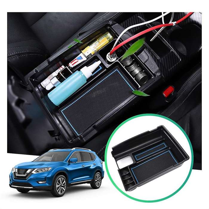 for Rogue 2014-2021 Car Center Console Organizer Armrest Storage Tray Interior Accessories - Black &