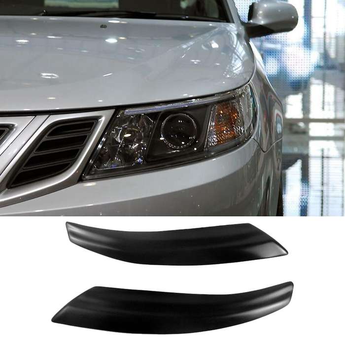 for Saab 9-3 2000-2015 Glossy Black Car Sticker Front Headlights Eyebrow Eyelid Trim Cover Accessori
