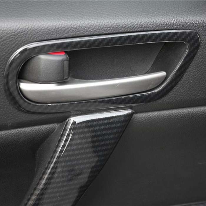 for Sedan /Axela 2009-2013 Carbon Fiber Car Inner Door Handle Bowl Catch Cover Trim Frame