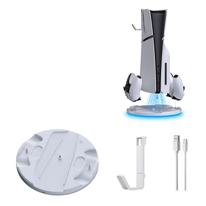 for Slim Console Storage Dock with Rbg Light Handle Dock Charger + Hook Multifunctional Convenient C