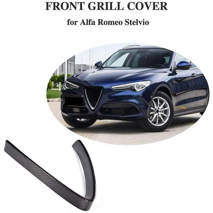 for Stelvio 2017-2019 Car Carbon Fiber Front Bumper Air Grilles V Frame Cover Trim Sticker Accessori