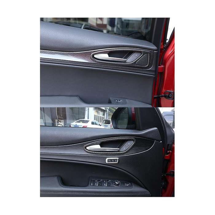 for Stelvio 2017 2018 2019 Dry Carbon Fiber Car Door Interior Handle Frame Trim Accessories