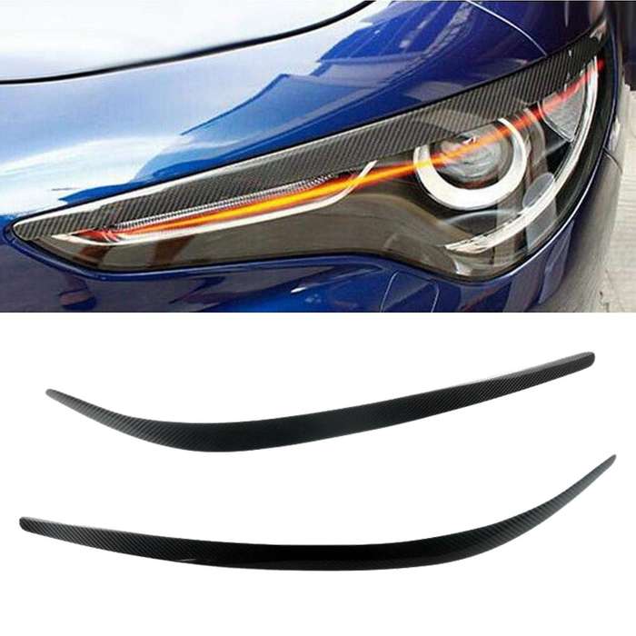 for Stelvio 2017-2020 Carbon Fiber Headlights Eyebrow Lamp Eyelid Cover Sticker Trim Refitting
