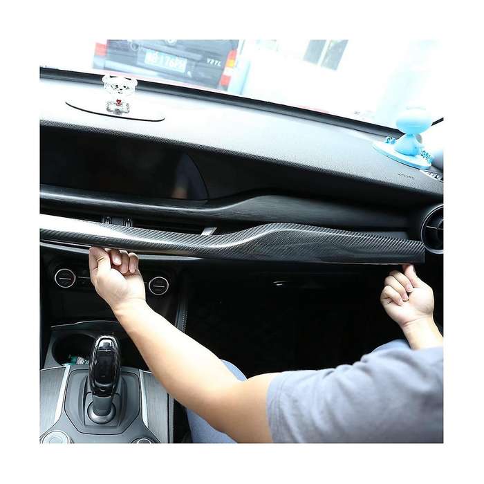for Stelvio 2017-2020 Car Dashboard Cover Trim Decoration Central Control Strip Trim Stickers ,black