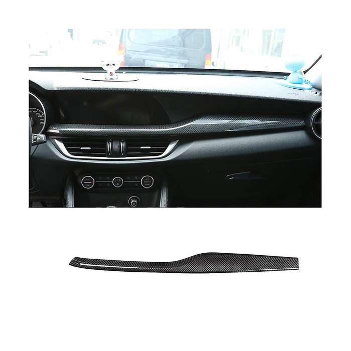 for Stelvio 2017-2020 Car Dashboard Cover Trim Decoration Central Control Strip Trim Stickers ,Blac