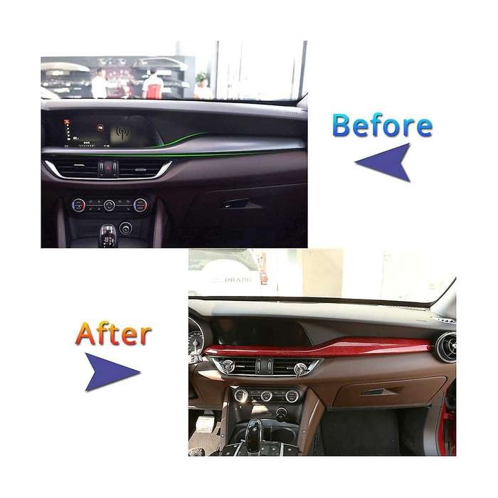 for Stelvio 2017-2020 Car Dashboard Cover Trim Decoration Central Control Strip Trim Stickers ,red