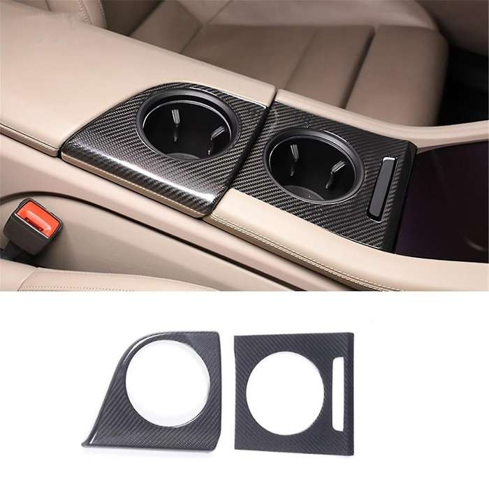 for Taycan 2019-2022 Dry Carbon Fiber Car Center Console Water Cup Frame Cover Decoration Trim Acces