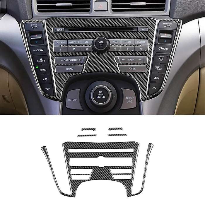 for TL 2009-2014 Carbon Fiber Center Console Radio Navigation Panel Cover Trim Interior Accessories