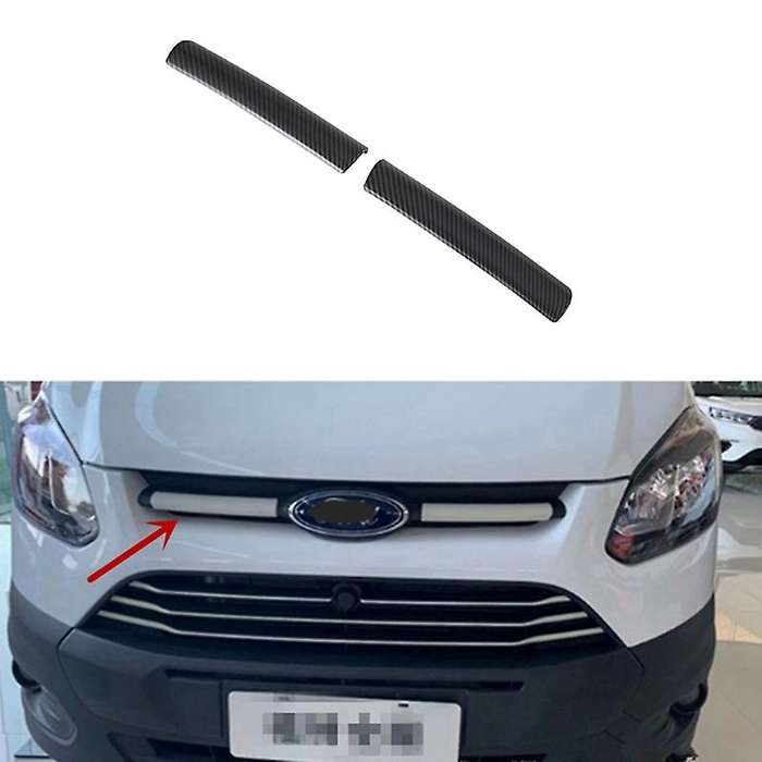 for Transit 2017 Tourneo Custom 2016 Carbon Fiber Style ABS Car Front Head Emblem Grill Cover Trim S