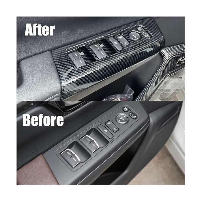 for -v 2023 2024 Car Window Lift Button Switch Panel Cover Door Handle Bezel Trim ,abs Carbon Fiber