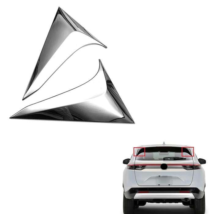 for -V Vezel 2021 2022 Chrome ABS Exterior Side Rear Window Spoiler Triple-cornered Cover Trim