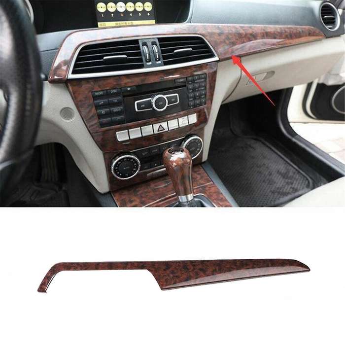 for W204 C-Class 2010-2013 Red Wood Grain Center Console Dash Stirp Trim