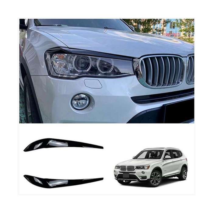for X3 F25 X4 F26 2014-2017 Resin Front Headlight Lamp Cover Garnish Strip Eyebrow Cover Trim Sticke