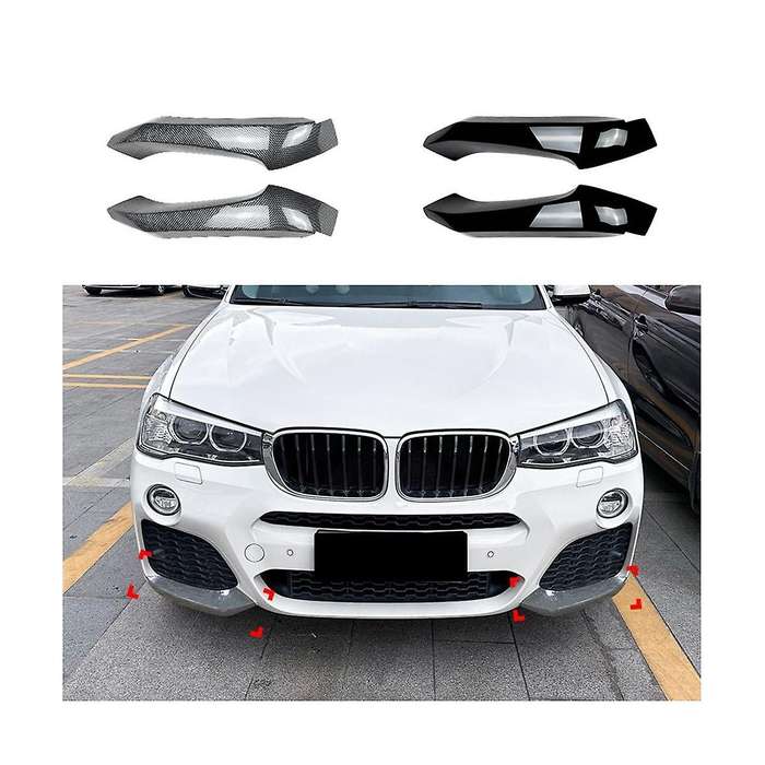for X3 F25 X4 F26 2014-2017 Front Bumper Lip Angle Diffuser Splitter Spoiler Protector Bright Black