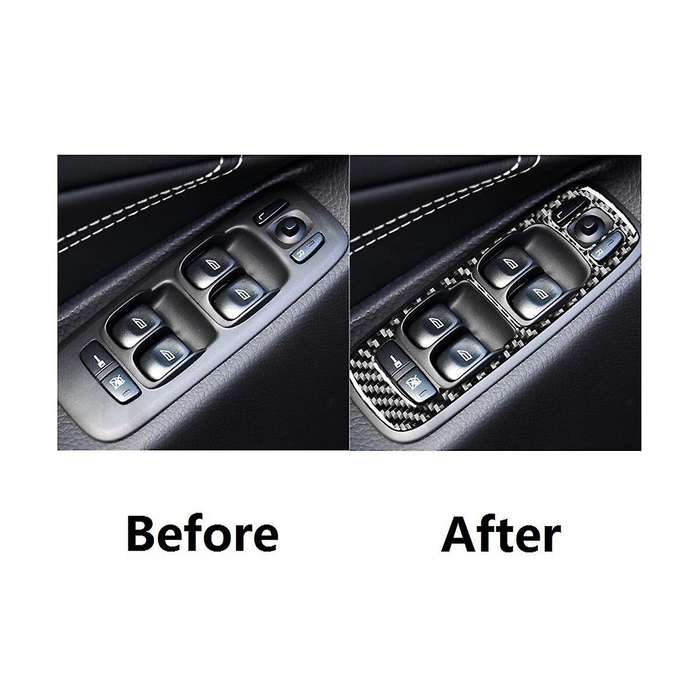 for Xc90 2008-2014 Lhd Carbon Fiber Car Door Window Lift Button Panel Cover Trim Interior Sticker