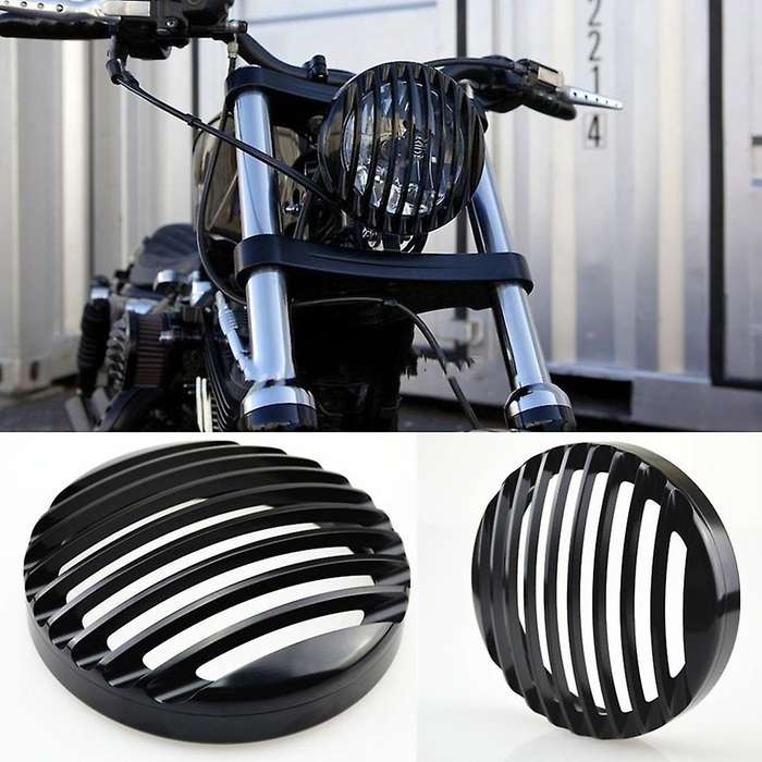 for XL 883 Iron 1200 04-14 Custom XL1200C 1200 Motorcycle 5 3/4inch CNC LED Headlight Grill Cover Ch
