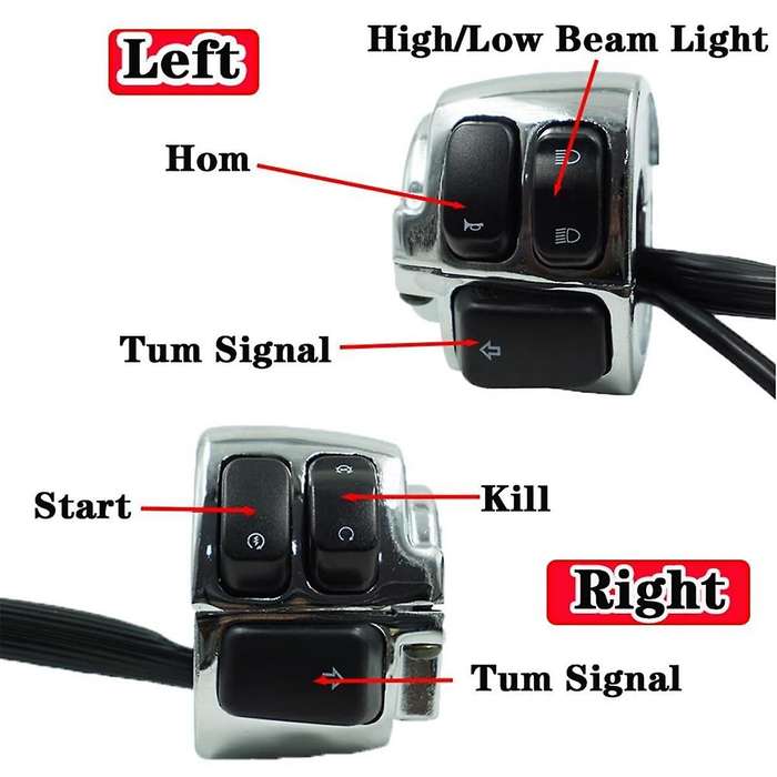 for XL883 V-ROD Softail Motorcycle Handlebar Turn Signal Control Switch, 1 Inch 25mm,Silver