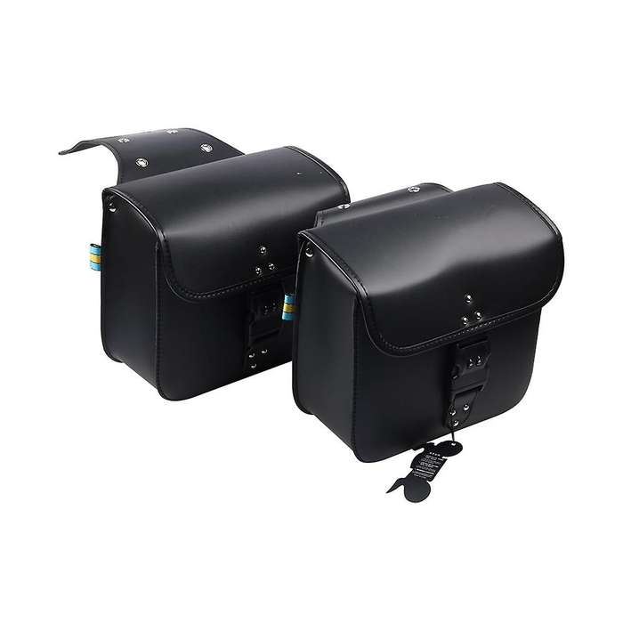 for XL883 XL1200 PU Leather Saddle Bag Motorcycle Luggage Left+Right Side Tool Bag Black