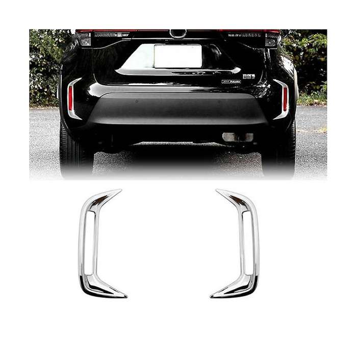 for Yaris 2020 2021 Car Chrome Rear Reflector Fog Light Lamp Cover Trim Bezel Frame