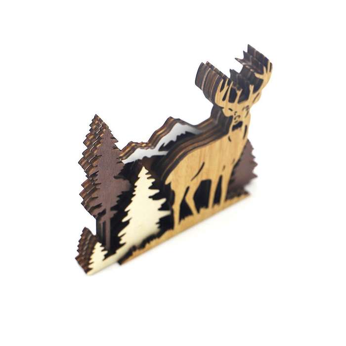 Forest Wood Carving Christmas Table Decorations Wooden Christmas Table Decors for Christmas Gift Roo