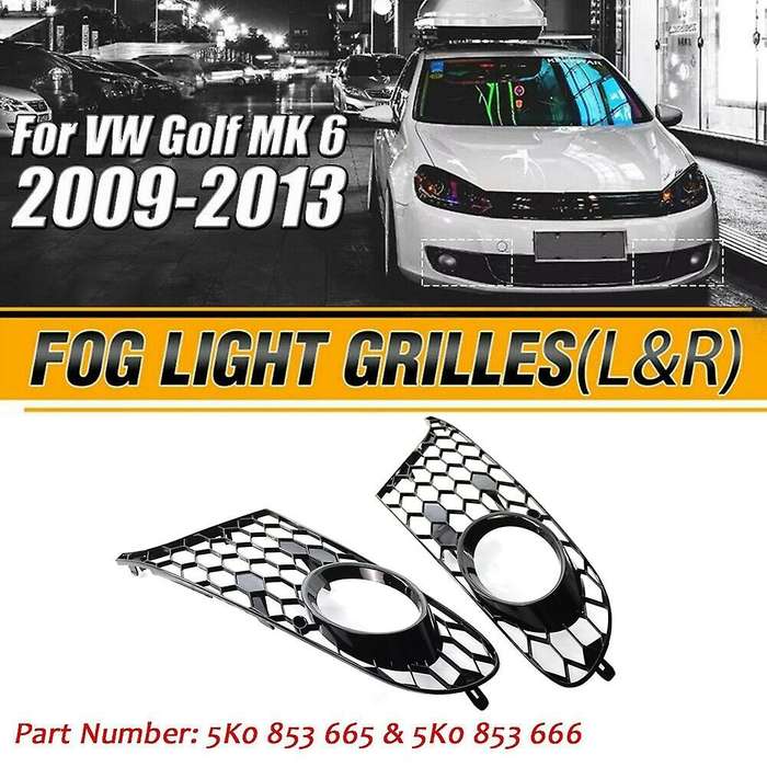 for MK6 Golf/ Wagon 2009-2013 Balck Honeycomb Hex Mesh Front Bumper Fog Light Grill Grille Cover
