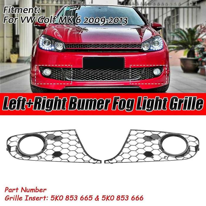 for MK6 Golf/ Wagon 2009-2013 Balck Honeycomb Hex Mesh Front Bumper Fog Light Grill Grille Cover
