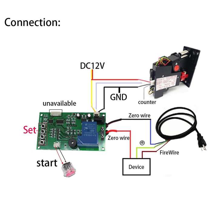 Four Digits Timer Control Board for Coin Acceptor Massage Chair Water Arcade Vending Washing Machine