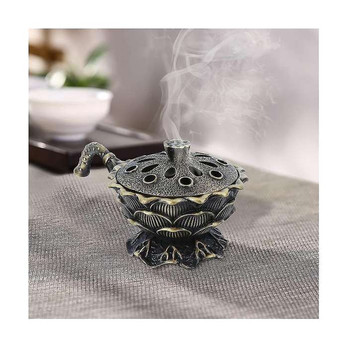 Frankincense Resin Burner,incencence Burner with Handle , Lotus Shaped Holder Fit Decoration