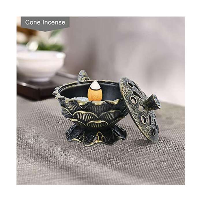 Frankincense Resin Burner,incencence Burner with Handle , Lotus Shaped Holder Fit Decoration