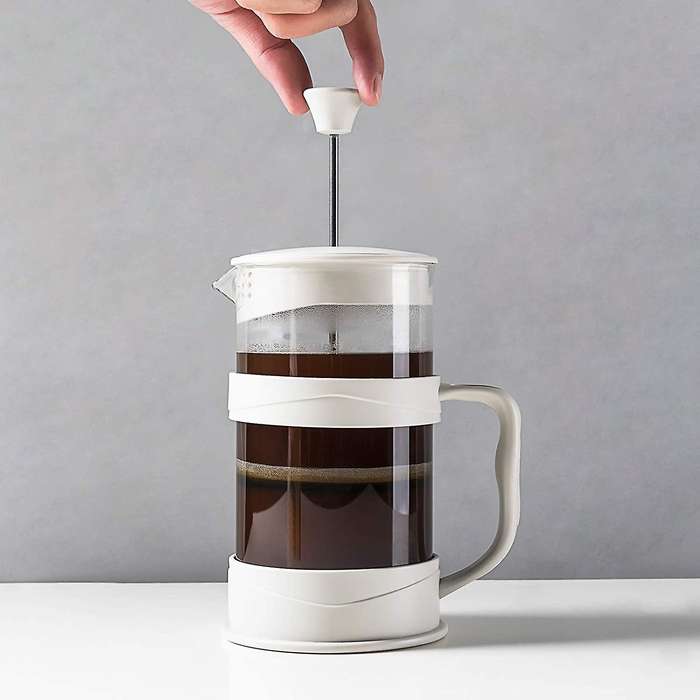 French Press Coffee Maker 12 Oz, White Coffee Presses Tea Makers with Borosilicate Glass Cold and Ho